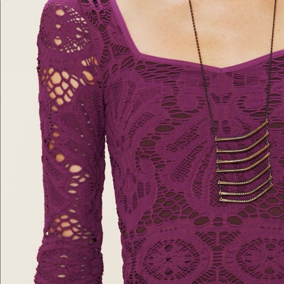 Free People Crochet Floral Lace Seamless Bodycon Mini Slip Dress - Picture 5 of 7